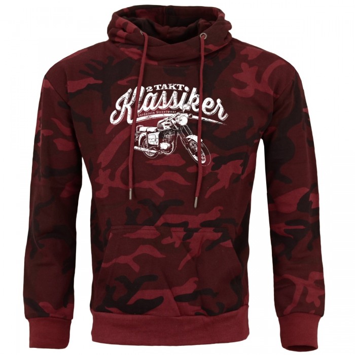 MZ TS 150 auf Hoodie in Rot Camouflage