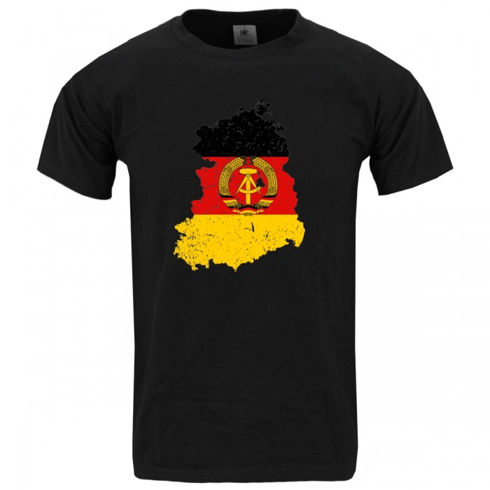 Männer Shirt: DDR Flagge mit Hammer und Zirkel im Ährenkranz