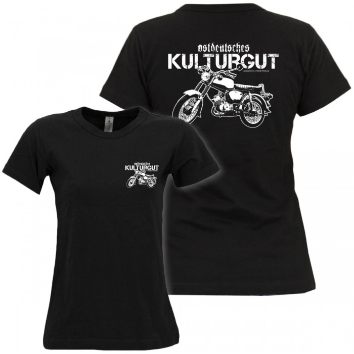 Simson Moped vorn und hinten auf Frauen T-Shirt schwarz